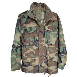 Camouflage Military Cold Weather Field Coat M-65 Vintage Small Reg Broke Zipper